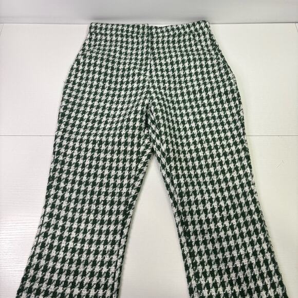 Pink Ripple Green and White Houndstooth Trousers Size Medium LL0723 - Picture 1 of 9